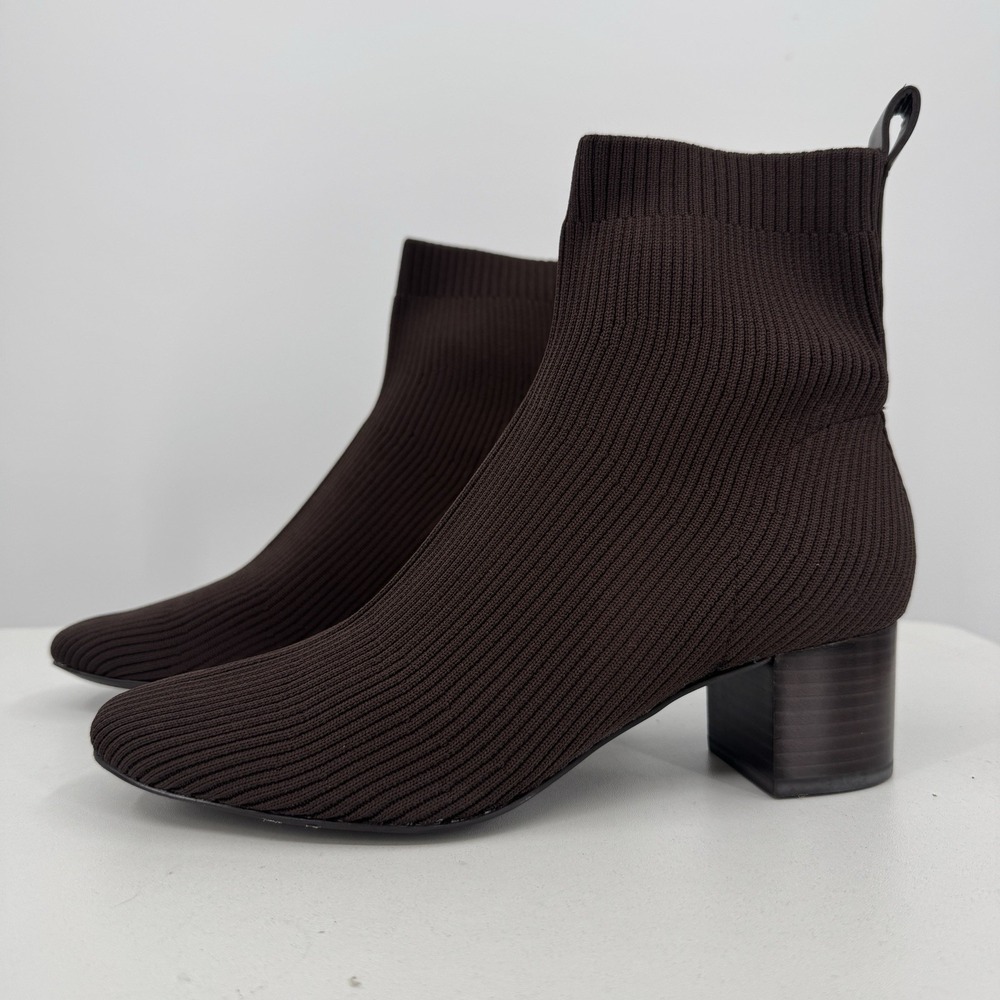 Everlane The Glove Boot in Brown size 9.5 Women's Stretch Rib Knit Ankle Bootie